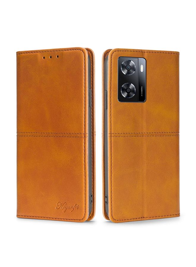 S-TOP Case For OPPO A57s 4G / A57e 4G Cow Texture Magnetic Leather Phone Case - Image 1