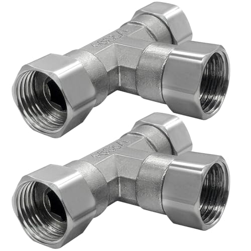 Fitvell 2PCS Stainless Steel 3 Way 3 Ends Flexible Movable Tee Connector 12 for Shower Arm - Image 1