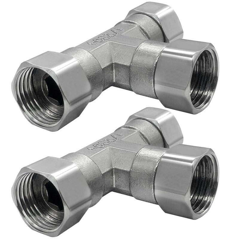 Fitvell 2PCS Stainless Steel 3 Way 3 Ends Flexible Movable Tee Connector 12 for Shower Arm - Image 2