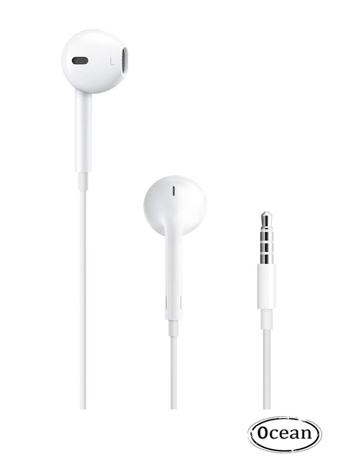 Ocean In-Ear Headphone 3.5mm Plug Wired Earphone for iPhone, with Microphone Headset Noise Isolating Earphones, Suitable for iPhone, iPad, Xiaomi, Huawei, Android Mobile Phone, Tablets, Laptops, White  - Image 1