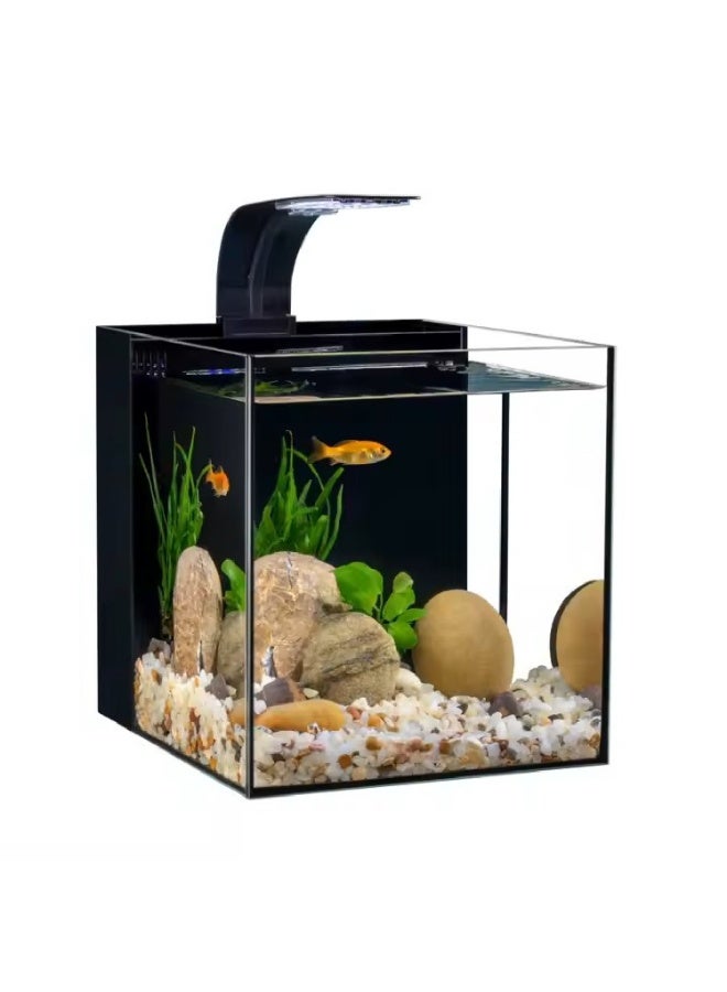 Yee Glass Fish Tank, Aquarium with Pump and LED Light, Modern Desktop Décor for Home or Office, 24L Aquarium (6 gal tank), Betta Tank, Goldfish Aquarium, Shrimp & Small Fish Tank, Christmas gift - Image 1