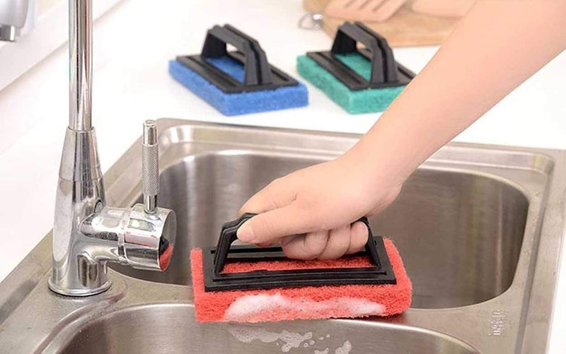 NOHUNT Cleaning Brush for Marble Floor & Bathroom Tiles | Scrubbing Dishes Bath Tub Washbasin Multipurpose Use | (Multi-Color, 1 Piece) - Image 2