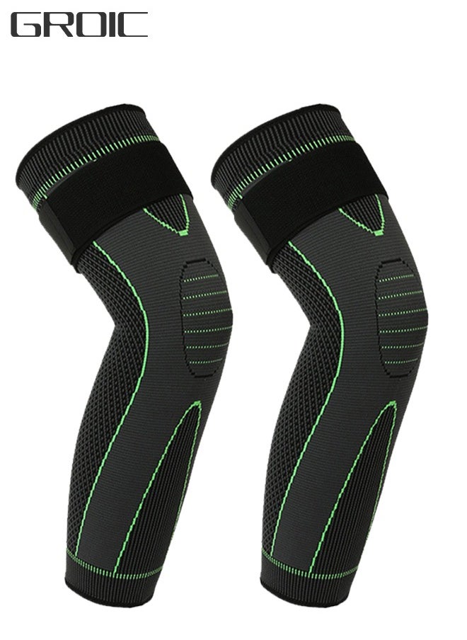 GROIC Adjustable Leg Guards Wraps, Knee Braces Sleeves Leg Compression Sleeves for Working Out and Injury Prevention, Protection Shin Guards for Basketball Football Running Trainning  - Image 1