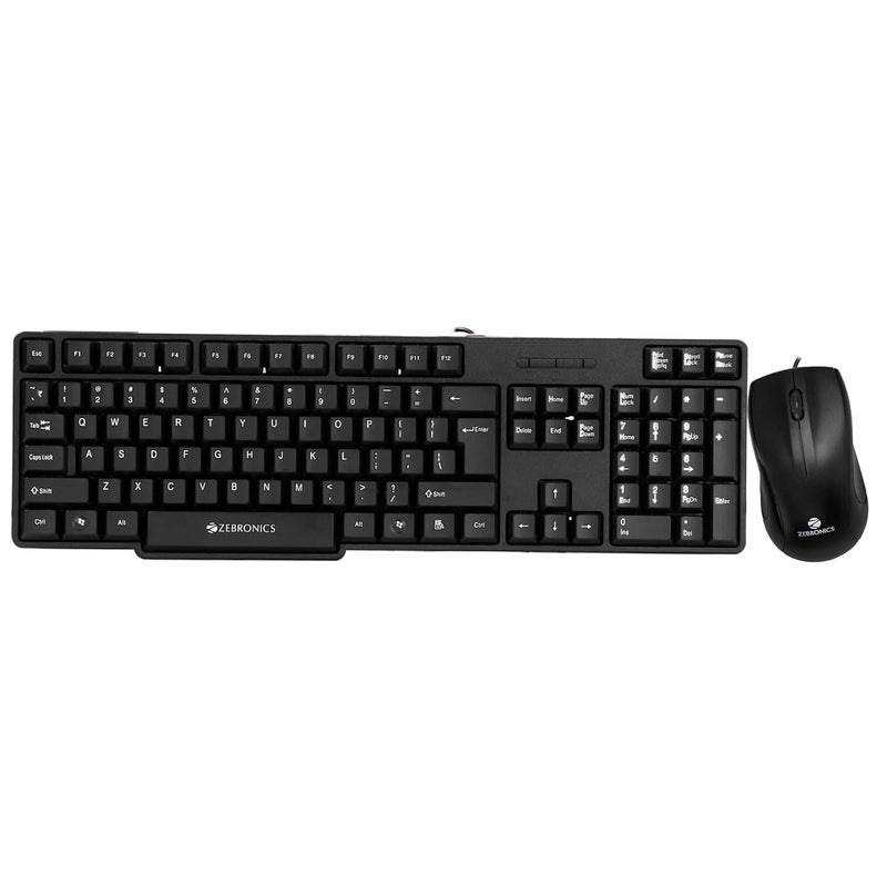 ZEBRONICS Wired Keyboard and Mouse Combo with 104 Keys and a USB Mouse with 1200 DPI -JUDWAA 750 - Image 1