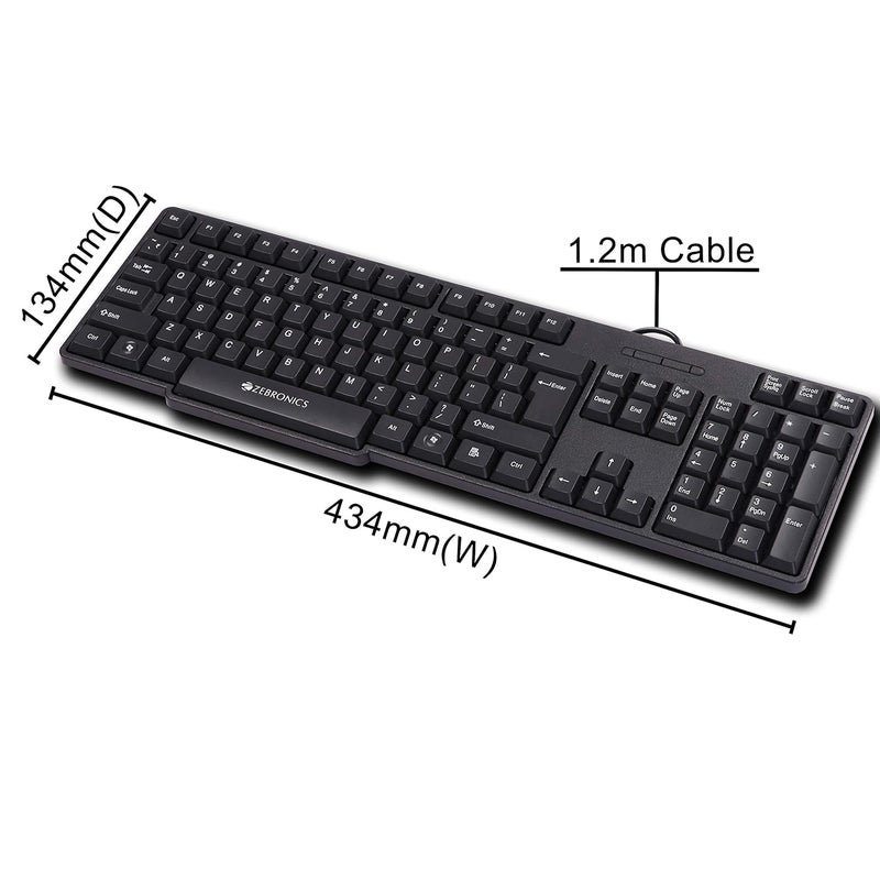 ZEBRONICS Wired Keyboard and Mouse Combo with 104 Keys and a USB Mouse with 1200 DPI -JUDWAA 750 - Image 3