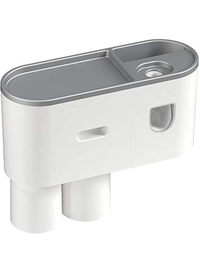 Toothbrush Holder Wall Mounted with Double Automatic Toothpaste Dispenser Squeezer Kit - Image 1