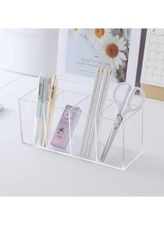 NIIMBOT Acrylic Pen Holder 4 Compartments,Clear Pencil Holder Organizer Makeup Brush Holder for Office Desk Accessories, Cosmetic Brush Storage Box, Dorm, Bathroom, Kitchen  - Image 5