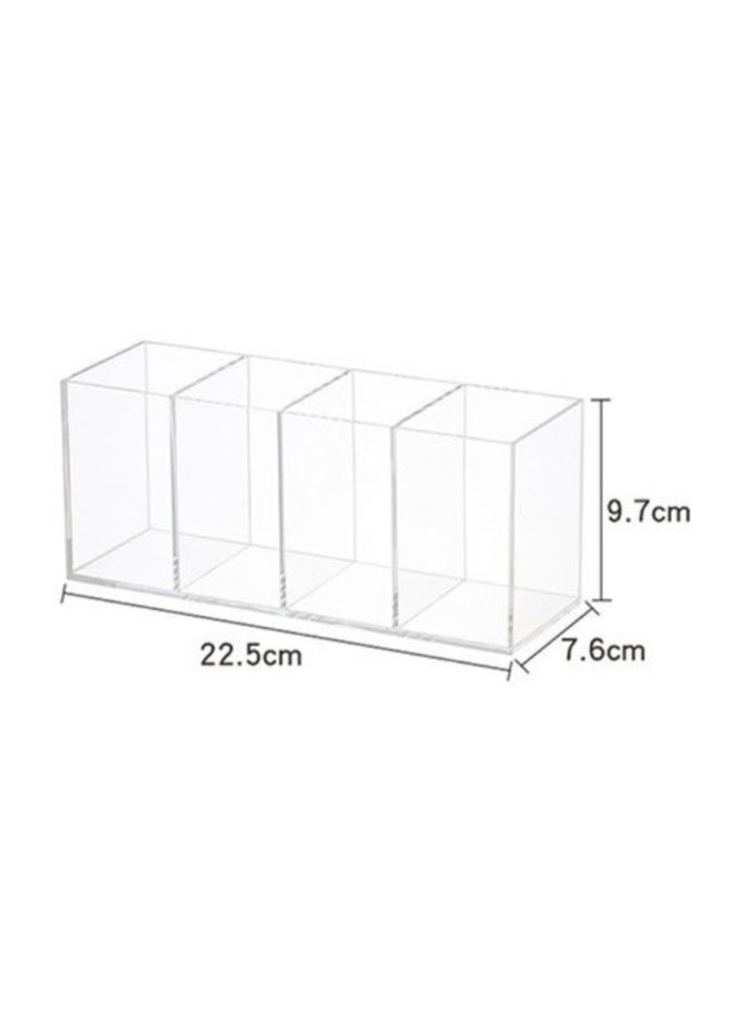 NIIMBOT Acrylic Pen Holder 4 Compartments,Clear Pencil Holder Organizer Makeup Brush Holder for Office Desk Accessories, Cosmetic Brush Storage Box, Dorm, Bathroom, Kitchen  - Image 5