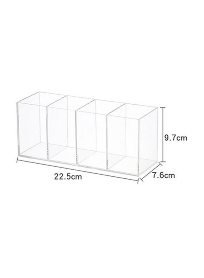 NIIMBOT Acrylic Pen Holder 4 Compartments,Clear Pencil Holder Organizer Makeup Brush Holder for Office Desk Accessories, Cosmetic Brush Storage Box, Dorm, Bathroom, Kitchen - Image 3