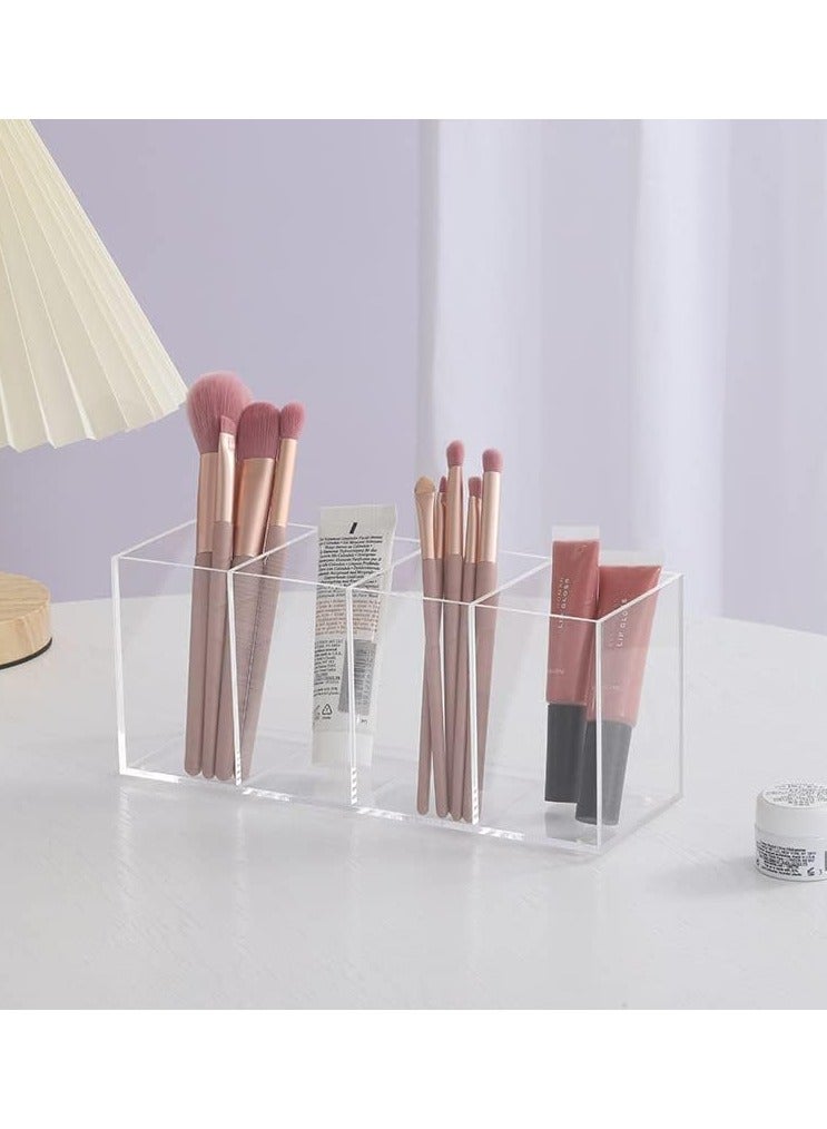 NIIMBOT Acrylic Pen Holder 4 Compartments,Clear Pencil Holder Organizer Makeup Brush Holder for Office Desk Accessories, Cosmetic Brush Storage Box, Dorm, Bathroom, Kitchen - Image 4