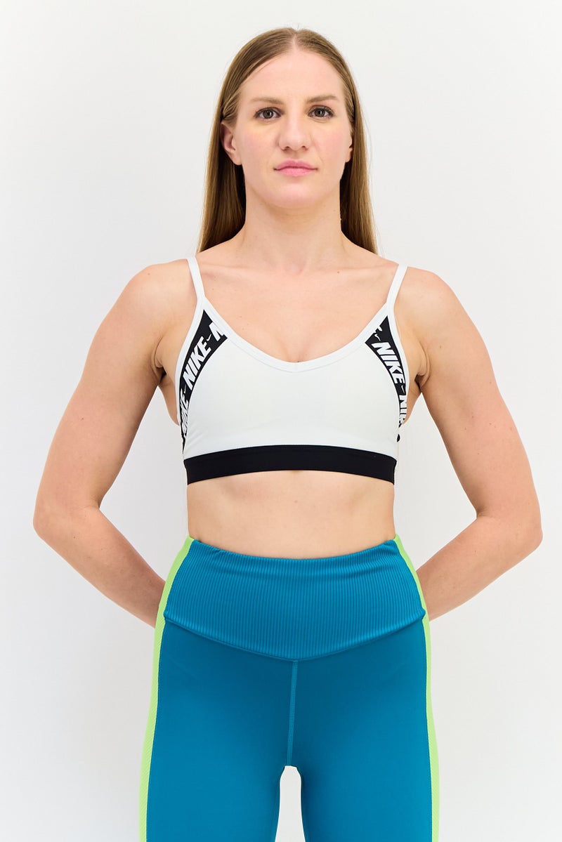 Nike حمالة صدر رياضية مبطنة بشعار العلامة التجارية للنساء، سوداء - Image 1