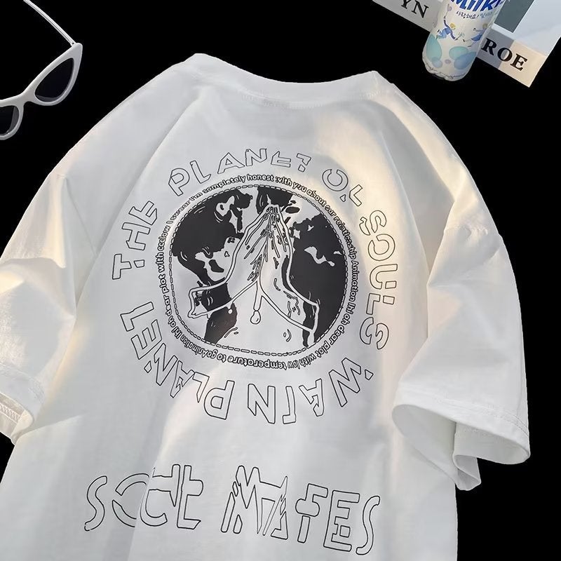 Standard T-Shirt Fashion Trendy Brand Daily Youth Popular City Style New Arrival Five-Sleeve Trendy Men'S Instagram Style Summer Round Neck - Image 5