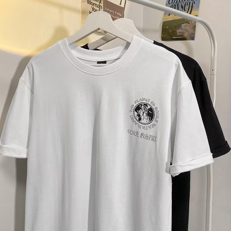 Standard T-Shirt Fashion Trendy Brand Daily Youth Popular City Style New Arrival Five-Sleeve Trendy Men'S Instagram Style Summer Round Neck - Image 2