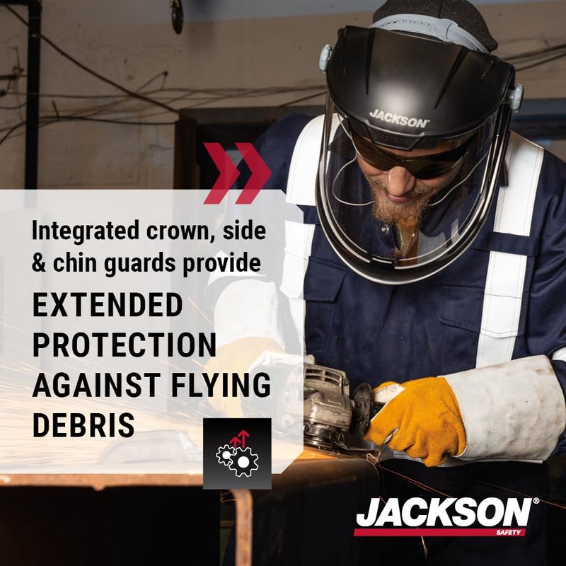 Jackson Safety درع وجه جاكسون سيفتي خفيف الوزن MAXVIEW - قناع مع رأس قابل للتعديل بسرعة 370، ANSI Z87.1، للعمل، الطحن، القطع - غير مطلي - لون شفاف - Image 4