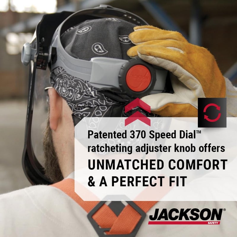 Jackson Safety درع وجه جاكسون سيفتي خفيف الوزن MAXVIEW - قناع مع رأس قابل للتعديل بسرعة 370، ANSI Z87.1، للعمل، الطحن، القطع - غير مطلي - لون شفاف - Image 3
