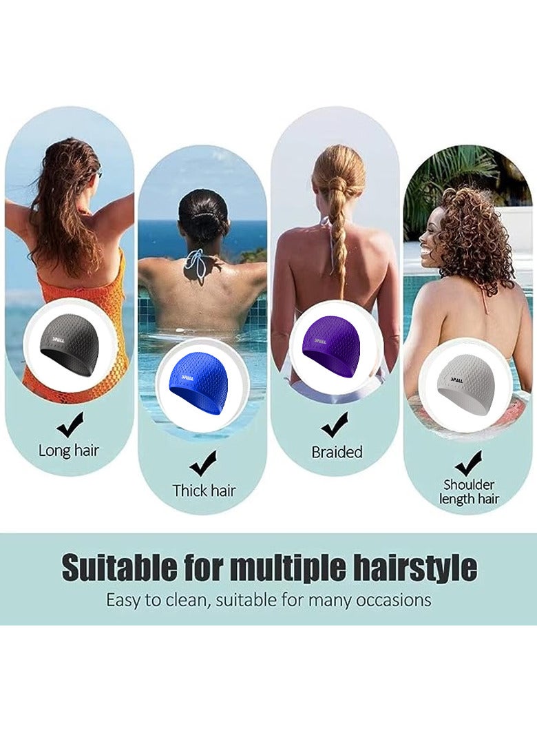 Spall Swimming Cap Comfortable Rubber Swim Bubble Cap Waterproof High Elastic For Long Short And Curly Hair Curly Braids Silicone Shower Hat Keep Hairstyle - Image 3