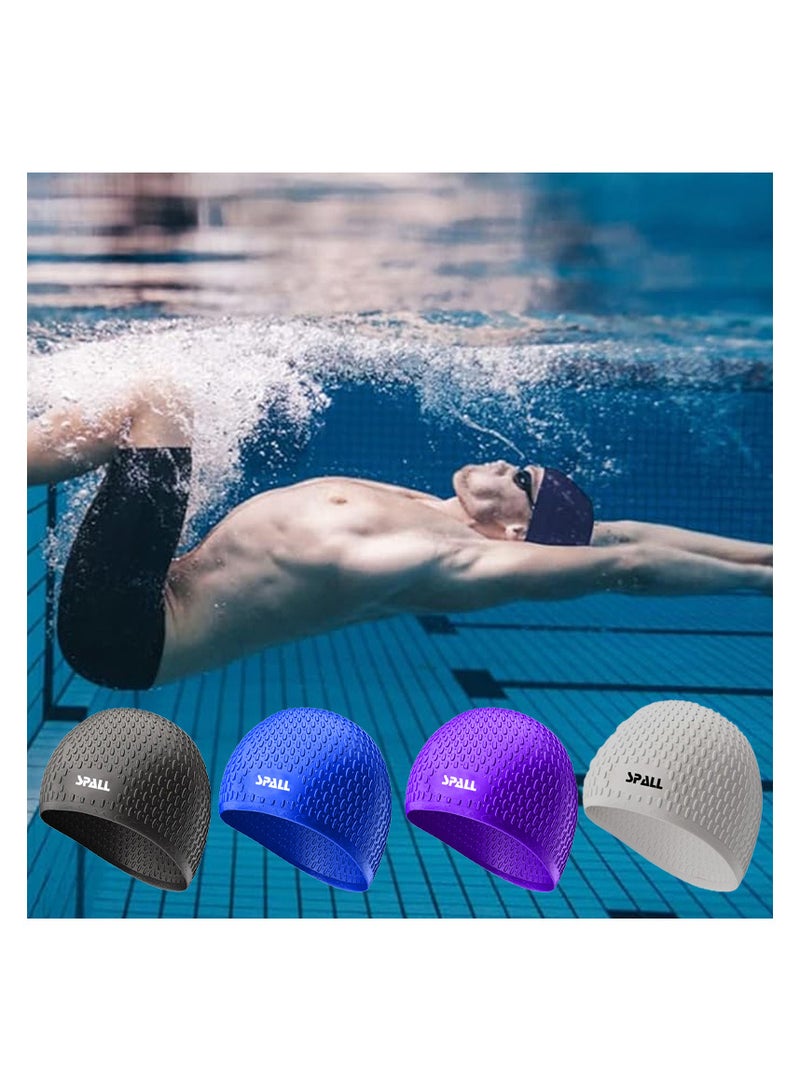 Spall Swimming Cap Comfortable Rubber Swim Bubble Cap Waterproof High Elastic For Long Short And Curly Hair Curly Braids Silicone Shower Hat Keep Hairstyle - Image 2