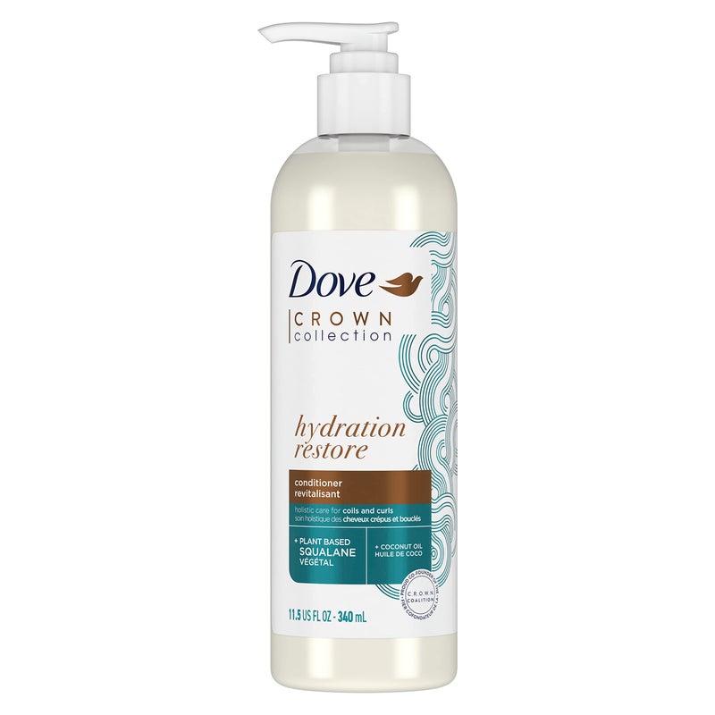 Dove CROWN Collection Holistic Hair Care for Coils and Curls Hydration Restore Paraben-Free Conditioner 11.5 oz - Image 1