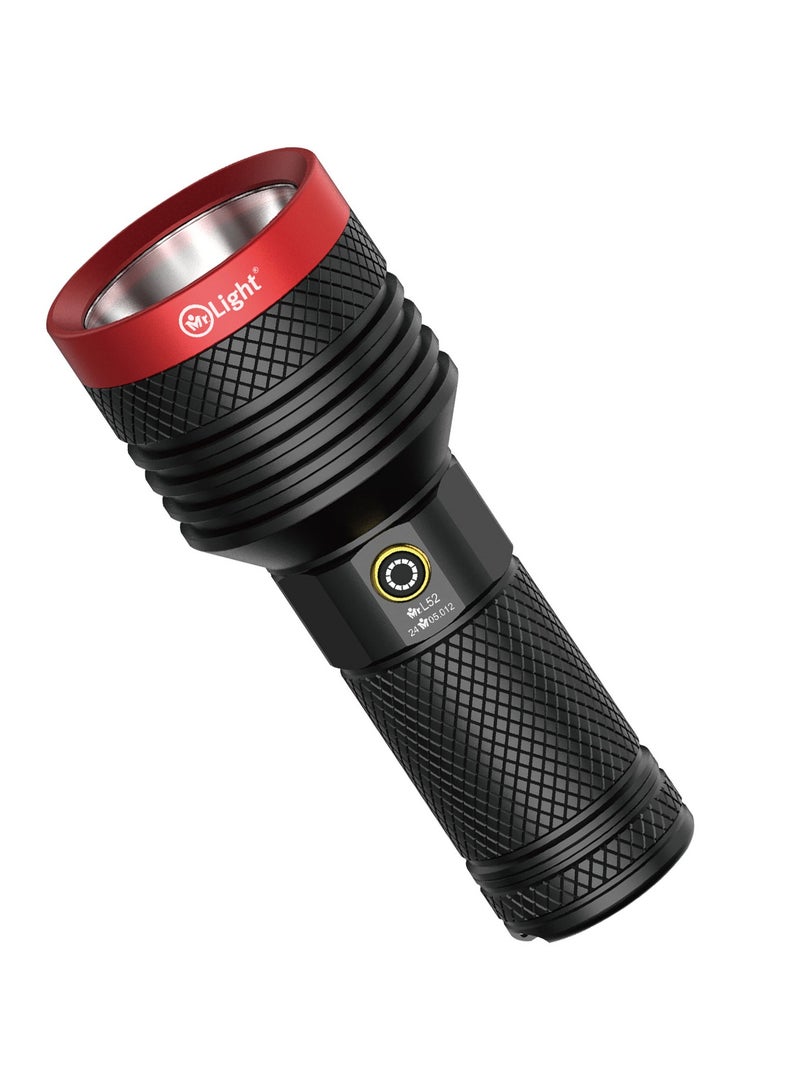 Mr. Light مصباح يدوي تكتيكي قوي ساطع 5 أوضاع مع رأس دوار للتركيز مقاوم للماء للتخييم، المشي، الطوارئ