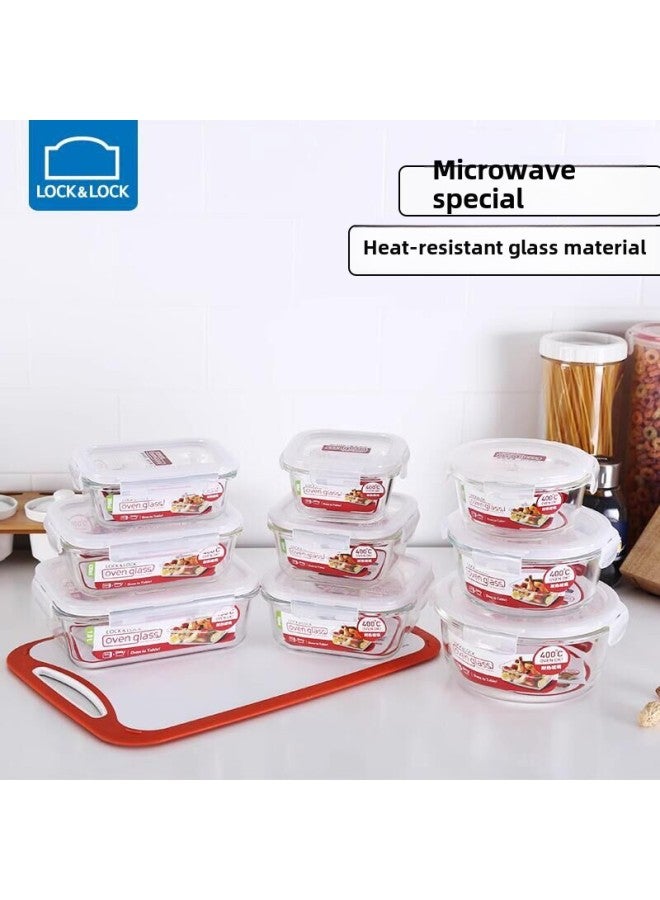 Lock Glass Lunch Box Microwave Heating Special Bowl Student Office Worker Lunch Box Crisper Separated Bento Box-Specifications:Heat-resistant Glass-Color:Rectangular LLG445E-(orange) ]  - Image 1