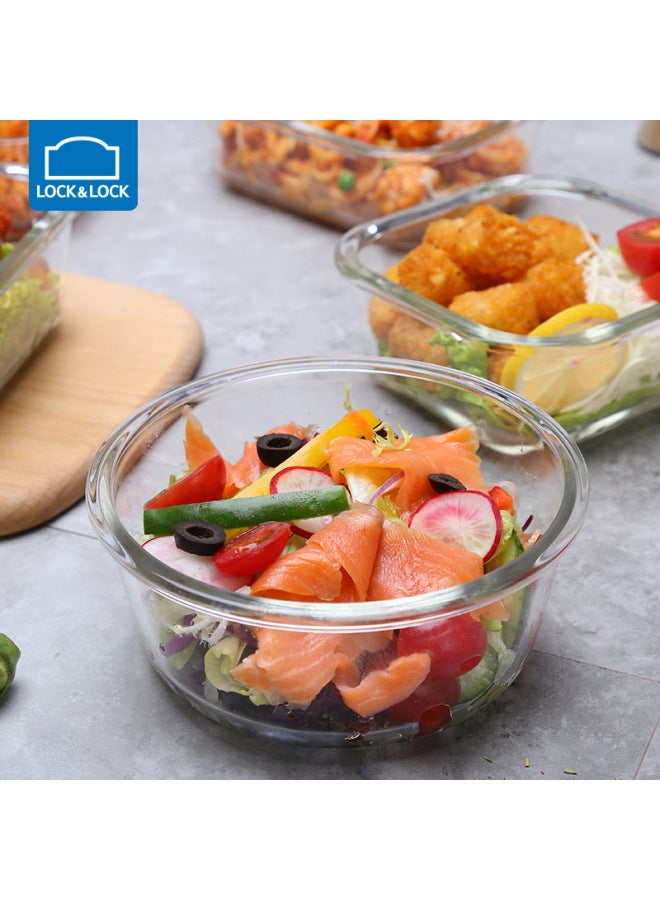 Lock Glass Lunch Box Microwave Heating Special Bowl Student Office Worker Lunch Box Crisper Separated Bento Box-Specifications:Heat-resistant Glass-Color:Rectangular LLG445E-(orange) ]  - Image 2