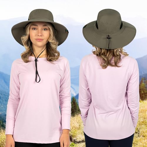 Suncube SUN CUBE Wide Brim Sun Hat Men Women, Mens Fishing Hats Sun UV Protection, Womens Hiking Bucket Hat, Outdoor Summer Safari Beach Boonie, Camping Unisex UPF 50+ Olive - Image 3