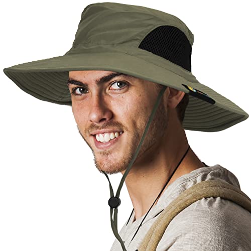Suncube SUN CUBE Wide Brim Sun Hat Men Women, Mens Fishing Hats Sun UV Protection, Womens Hiking Bucket Hat, Outdoor Summer Safari Beach Boonie, Camping Unisex UPF 50+ Olive - Image 2