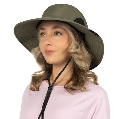 Suncube SUN CUBE Wide Brim Sun Hat Men Women, Mens Fishing Hats Sun UV Protection, Womens Hiking Bucket Hat, Outdoor Summer Safari Beach Boonie, Camping Unisex UPF 50+ Olive - Image 1