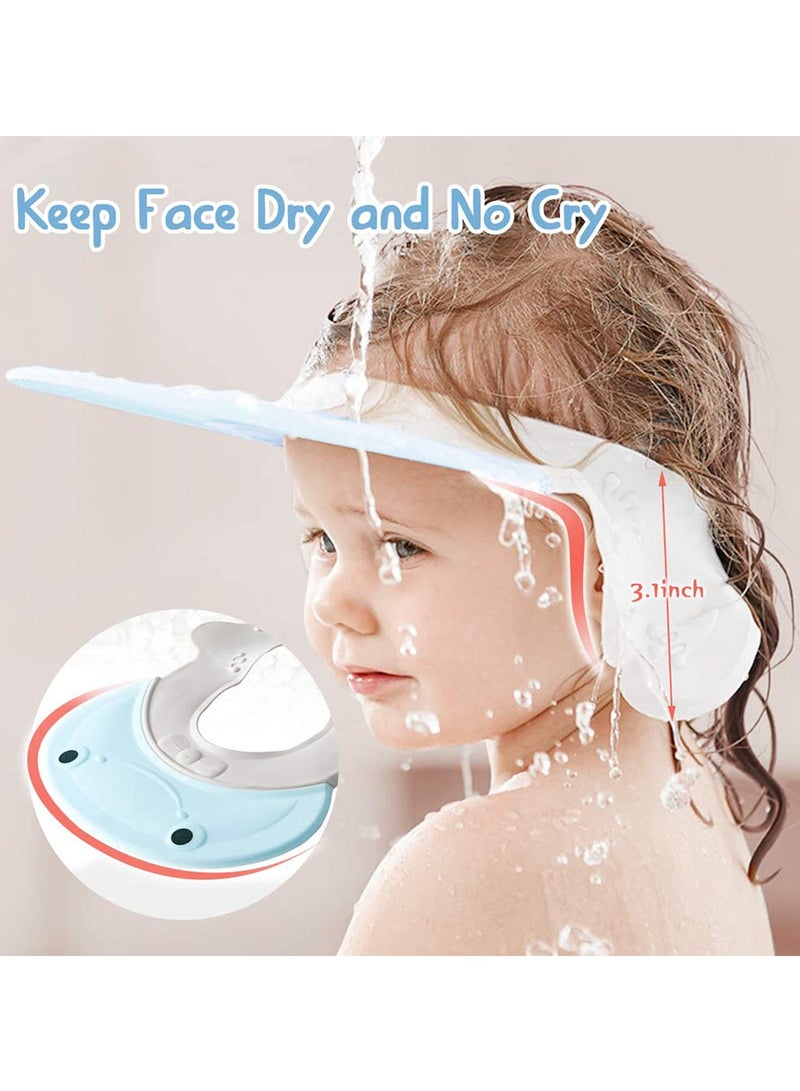 SYOSI Baby Shower Cap Baby Shower Cap Visor with Ear Protection for Bathing Washing Hair, Soft Hat Adjustable Waterproof Shampoo Shower Cap for Toddler, Kids, Girls, Boys, Children Frog Blue - Image 2