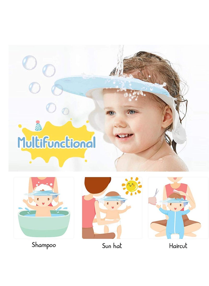 SYOSI Baby Shower Cap Baby Shower Cap Visor with Ear Protection for Bathing Washing Hair, Soft Hat Adjustable Waterproof Shampoo Shower Cap for Toddler, Kids, Girls, Boys, Children Frog Blue - Image 3