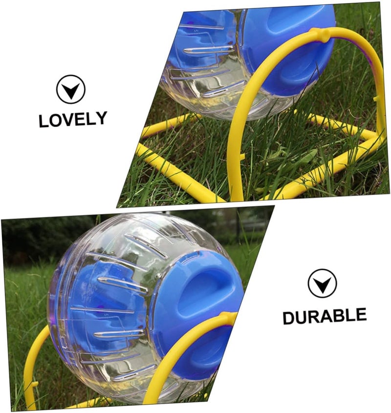 2pcs Hamster Exercise Wheels Running Ball Bracket, 12cm Small Diameter, Blue and Orange, Pet Supplies for Small Animals Fitness and Training - Image 3