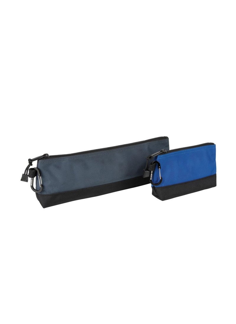 Excefore Zipper Bag Tool Pouch with Carabiners, Canvas Tool Bags, 7-Inch Blue and 14-Inch Gray Utility Bags, Canvas Tool Multipurpose Pouch Tote Bag, with Reinforced Bottom, 2-Pack  - Image 1