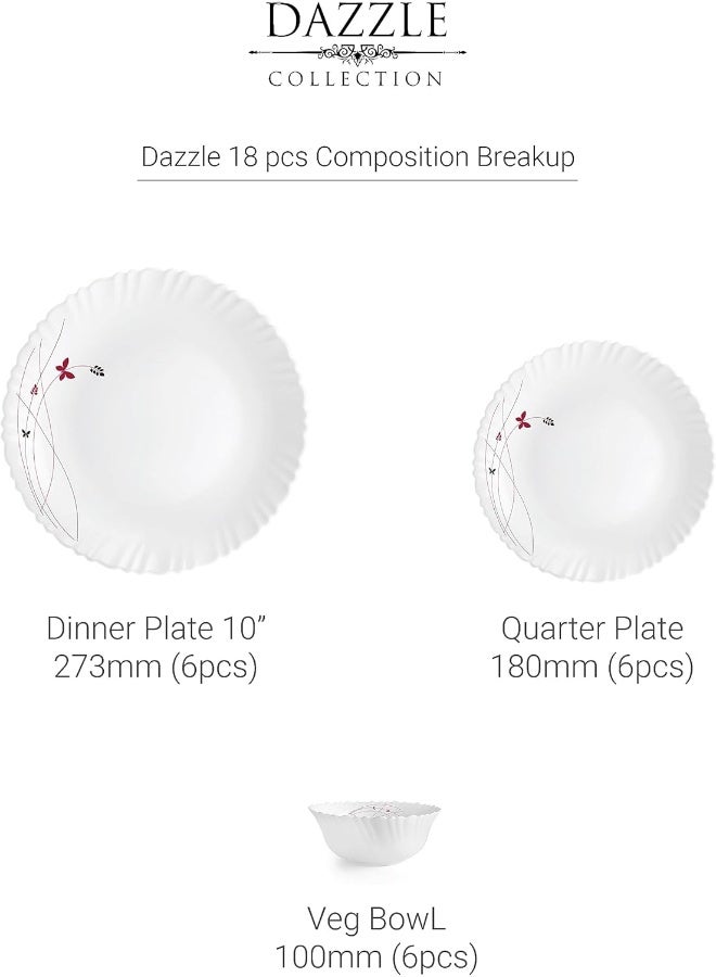 Cello طقم عشاء سيلو أوبالوير دازل لوش فييستا، 18 قطعة، أبيض - Image 4