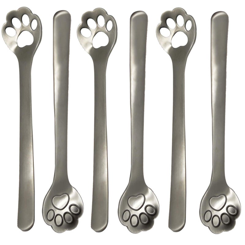 Maydahui 6 PCS Cat Paw Spoon Hollow Out Coffee Spoons 58 inch 1810304 Stainless Steel Teaspoon for Dessert Icecream Stirring Home Kitchen Restaurant