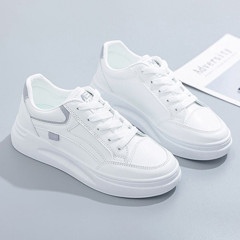 White Shoes Womens 2023 New Spring and Autumn Thick Sole Ins Trendy All-match Niche Sports Casual Sneakers for Women white ash - Image 5