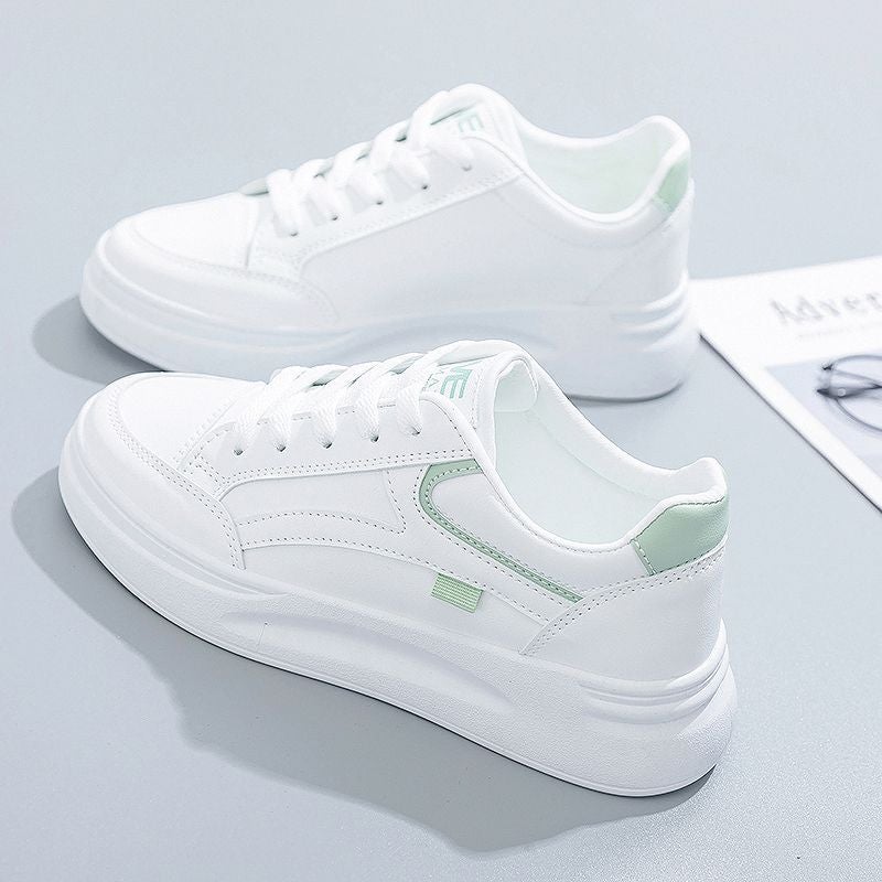 White Shoes Womens 2023 New Spring and Autumn Thick Sole Ins Trendy All-match Niche Sports Casual Sneakers for Women white ash - Image 2