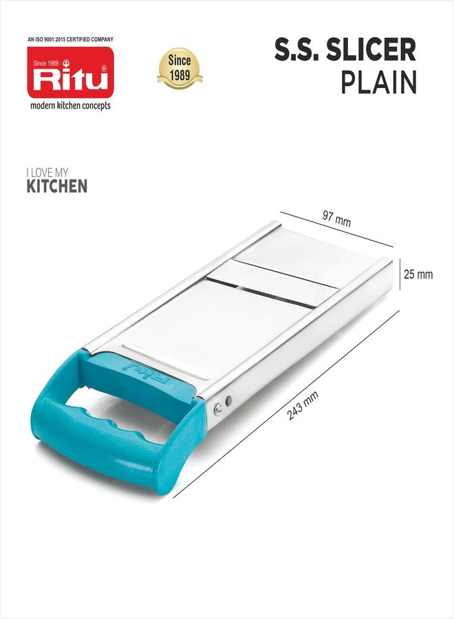 RITU Plastic Plain Slicer | Stainless Steel Manual Vegetable Cutter & Potato Chips Maker for Kitchen | Lightweight Slicer for Making Plain Chips, Veg Salad, Fruits Slicing at Home & Restaurants - Image 2