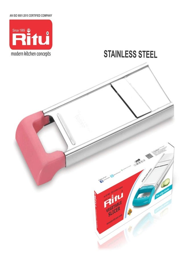 RITU Plastic Plain Slicer | Stainless Steel Manual Vegetable Cutter & Potato Chips Maker for Kitchen | Lightweight Slicer for Making Plain Chips, Veg Salad, Fruits Slicing at Home & Restaurants - Image 4