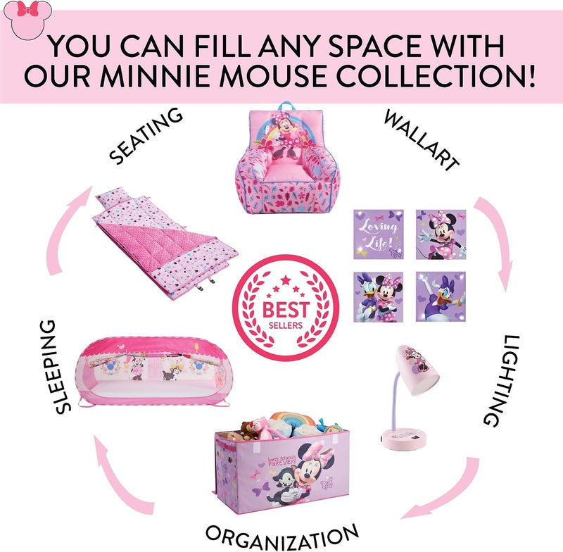Idea Nuova Disney Minnie Mouse Super Soft Toddler Quilted Nap Mat with Built-in Pillow, 26" x 46", Multicolor - Image 2