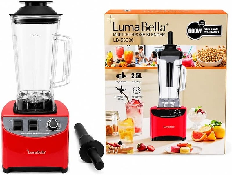 LumaBella LB-53036 Multi-Purpose Blender 600W 2.5L with 15 Speeds - A1-528