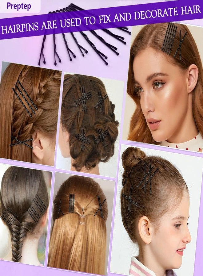 Preptep 510PCS Black Bobby Pins Hair Pins Kit with Hair Net, Includes 100 Bobby Pins for Women, 100 U-Shaped Buns Hair Clips, 300 Hair Bands and 10 Black Hair Nets, Dance competition must haves - Image 5