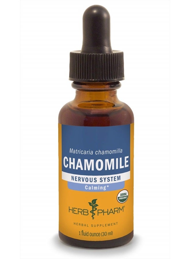 HERB PHARM مستخلص سائل عضوي معتمد من البابونج لدعم تهدئة الجهاز العصبي - 1 أونصة (DCHAM01) - Image 1