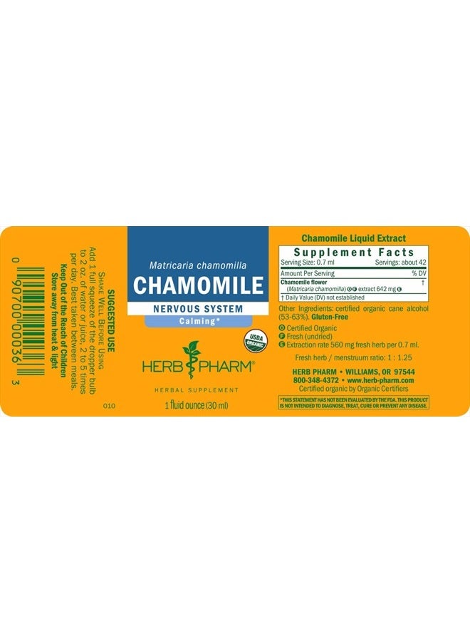 HERB PHARM مستخلص سائل عضوي معتمد من البابونج لدعم تهدئة الجهاز العصبي - 1 أونصة (DCHAM01) - Image 5