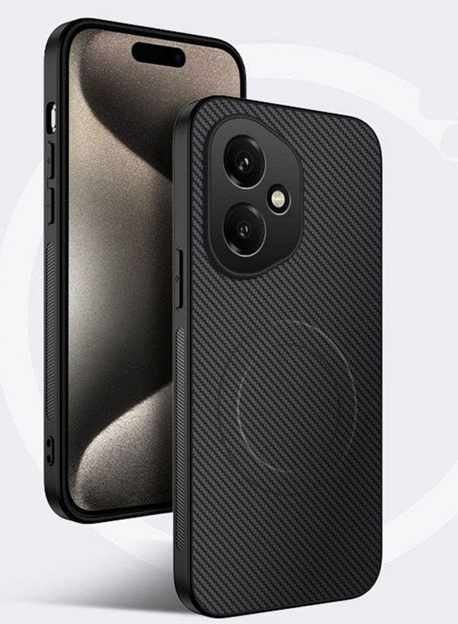 for  Honor 400 Case, Premium Twill Texture Magnetic  Case, Raised Camera Lens Protection，Military Grade，Fashion Shockproof Cover for Honor 400 ，Comfortable Touch，Black - Image 2