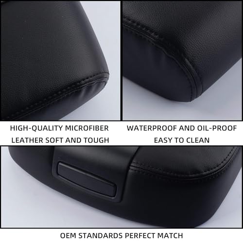 Dasbecan غطاء مسند الذراع لكونسول الوسط من داسبيكان متوافق مع شيفروليه أفالانش 2007-2014، شيفروليه سيلفرادو 1500 2500، شيفروليه سوبربان 1500 2500، جي إم سي يوكون، سييرا 2500HD 3500HD (أسود) - Image 3