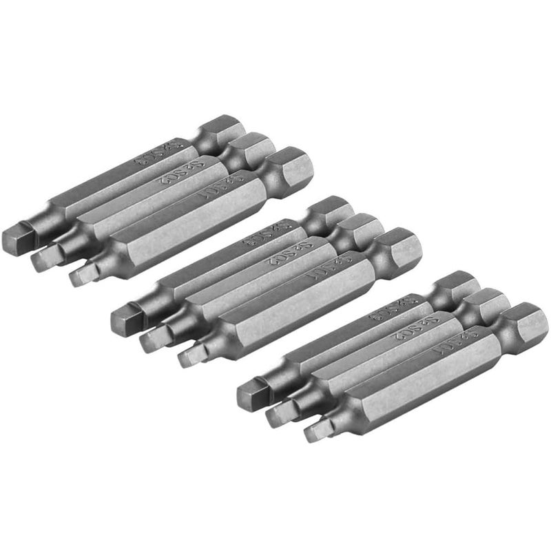 Wolfride 3 Set of 3pcs Square Head Screwdriver Bits 1/4-Inch Shank Magnetic Square Drive Bits Set| SQ1 SQ2 SQ3, 2-Inch Length