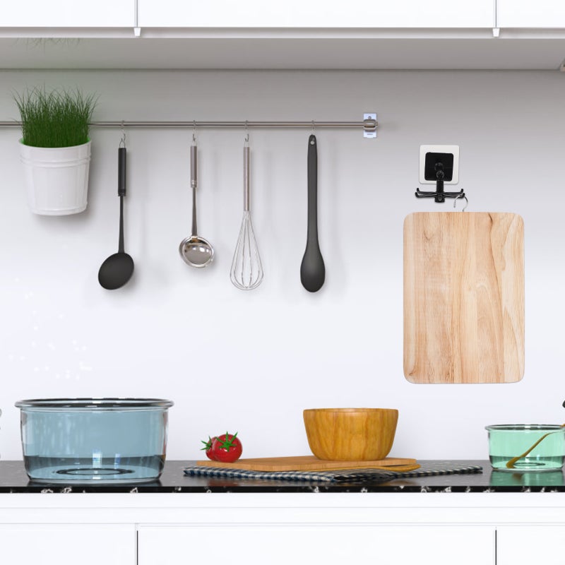 6pcs Wall-mounted Cookware Hooks Rotatable Storage Shelves Bathroom Hangers - Image 1