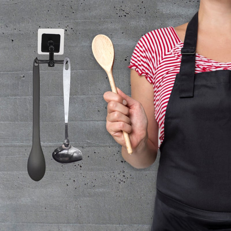 6pcs Wall-mounted Cookware Hooks Rotatable Storage Shelves Bathroom Hangers - Image 4