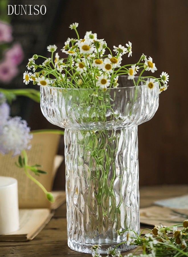 DUNISO Creative Clear Glass Vase Craft Aesthetic Decorative Small Flower Vase Hydroponic Plant Desktop Ornament Metal Geometric Vase for Flowers Rose Home and Office  - Image 4