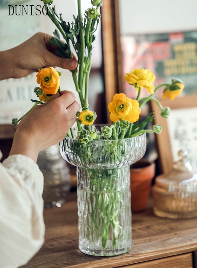 DUNISO Creative Clear Glass Vase Craft Aesthetic Decorative Small Flower Vase Hydroponic Plant Desktop Ornament Metal Geometric Vase for Flowers Rose Home and Office  - Image 5